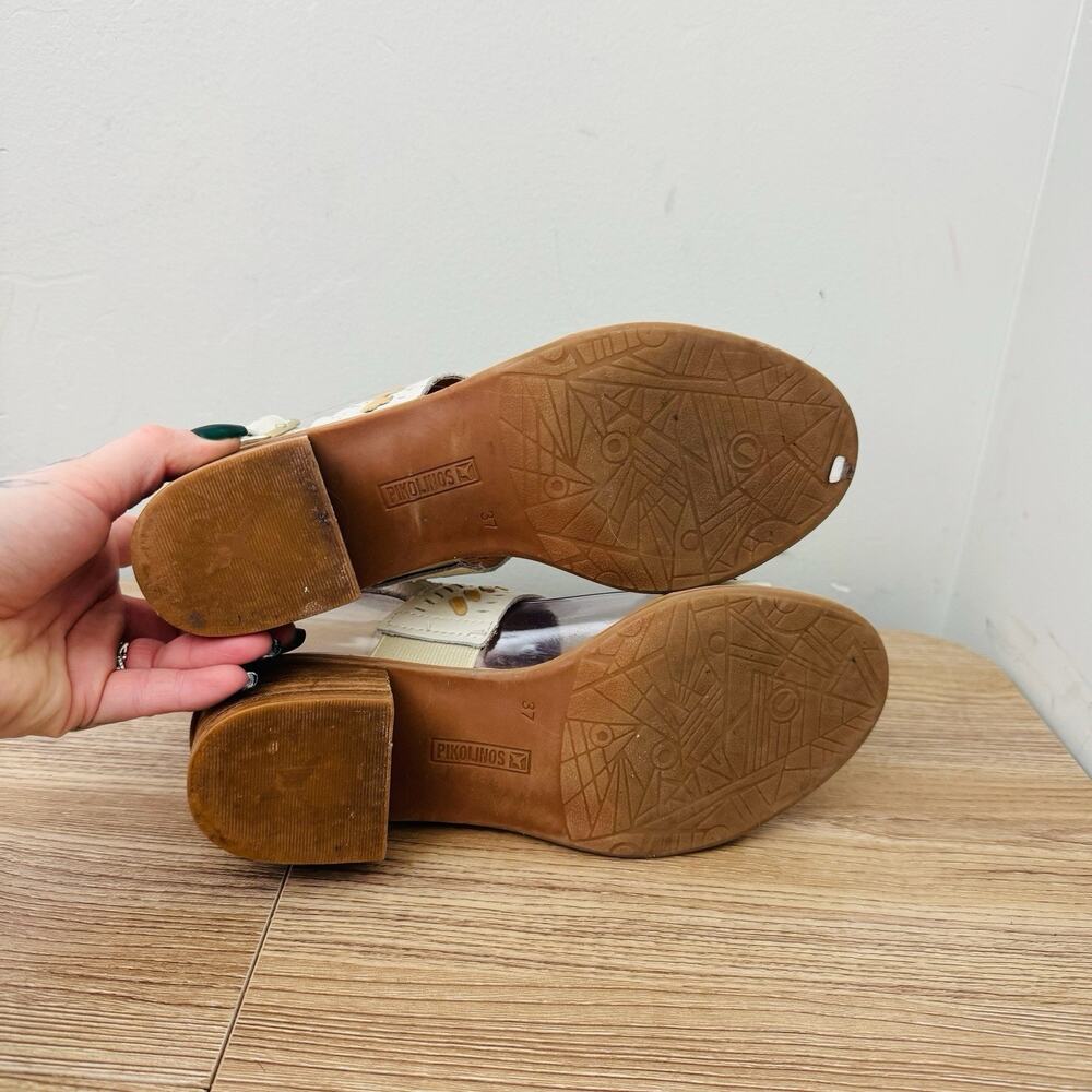 Pikolinos Blanes White And Brown Leather Sandal Women’s Size 6.5 - Picture 4 of 11